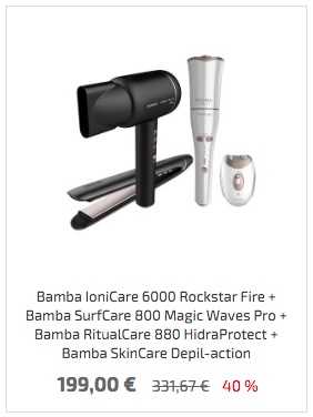 Bamba IoniCare 6000 Rockstar Fire Bamba SurfCare 800 Magic Waves Pro Bamba RitualCare 880 HidraProtect Bamba SkinCare Depil action